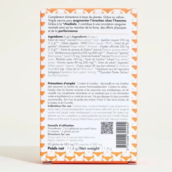 Virgile Max de la marque Claude Aphrodisiacs est un complément alimentaire en poudre à boire d’origine biologique formulé à base de plantes reconnues pour leur action sur la fonction érectile, la libido et la performance sexuelle masculine.