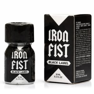 Poppers Iron Fist Black Pentyle 10 ml dans son flacon aluminium noir compact et robuste